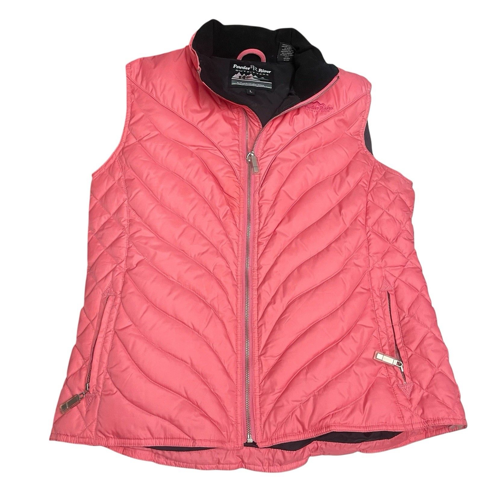 Powder River Outfitters Down Vest By Panhandle Slim Western Size L Pink Feather